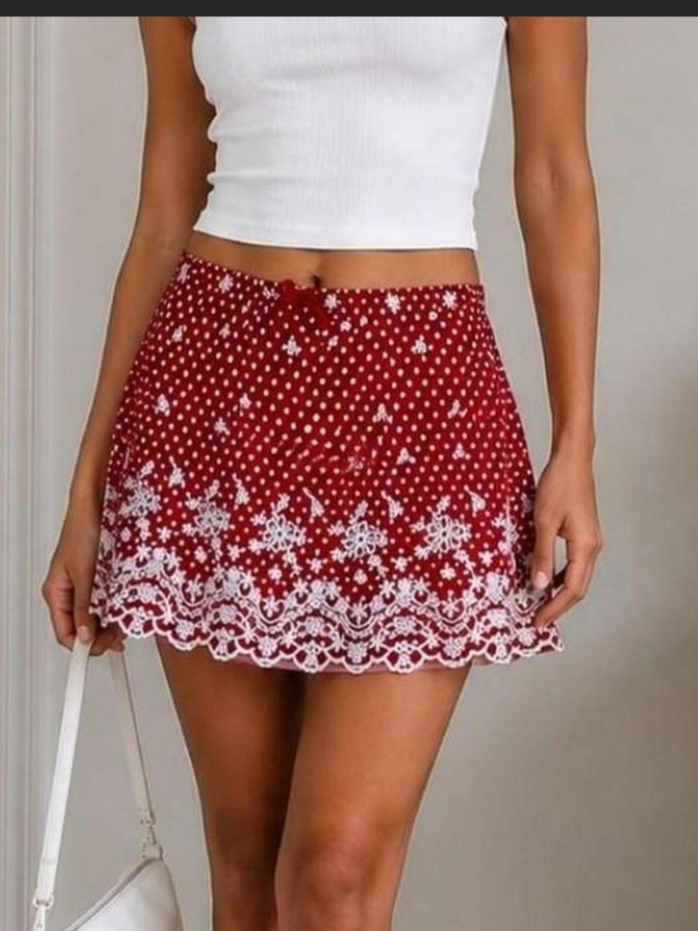 Wild Fable Women's Eyelet Mini Skort, S- Red Burgundy ($25)